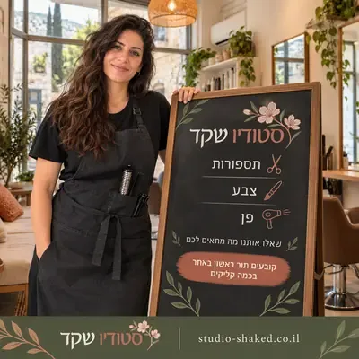 מודעות לקביעת תור: לוח גיר עם תפריט שירותים