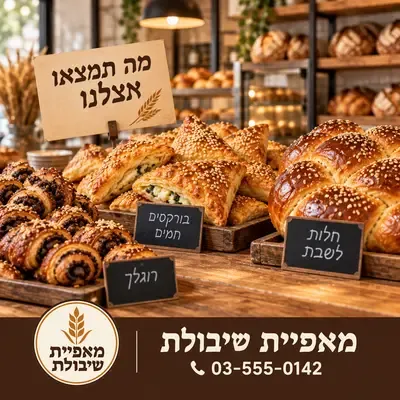 מודעות שמזמינות לבקר: מאפים עם שלטי מדף