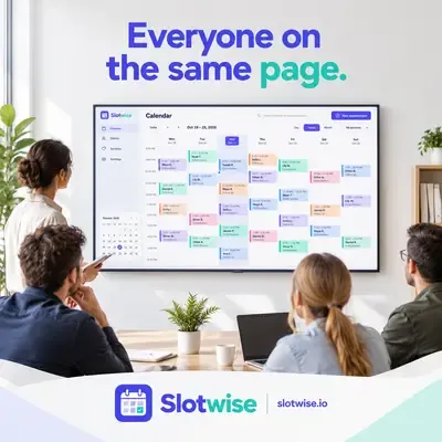 Software Ads ad: team in front of the product on a big screen