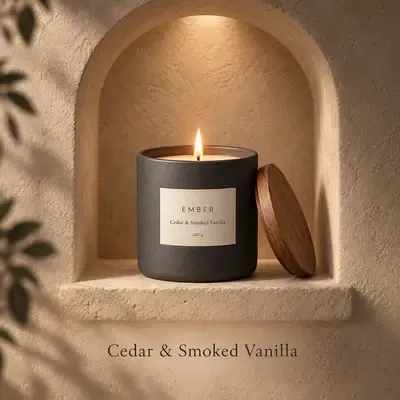 Studio Shots ad: candle in a stone arch