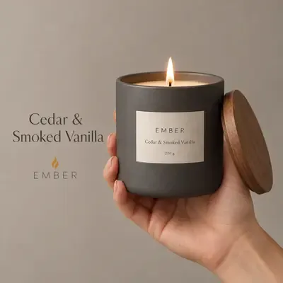 Studio Shots ad: candle held in a hand
