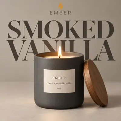 Studio Shots ad: candle in front of giant type