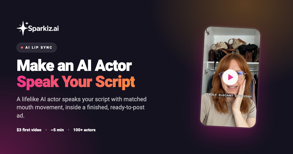 AI lip sync video generator with a lifelike AI actor speaking a script in a finished ad