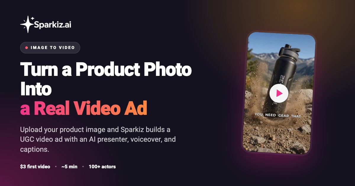 Image to video AI that turns a product photo into a finished UGC video ad