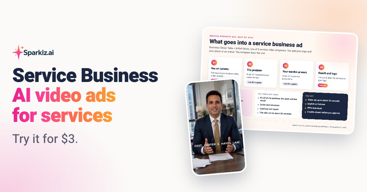 AI video ads for service businesses made from your service details and logo