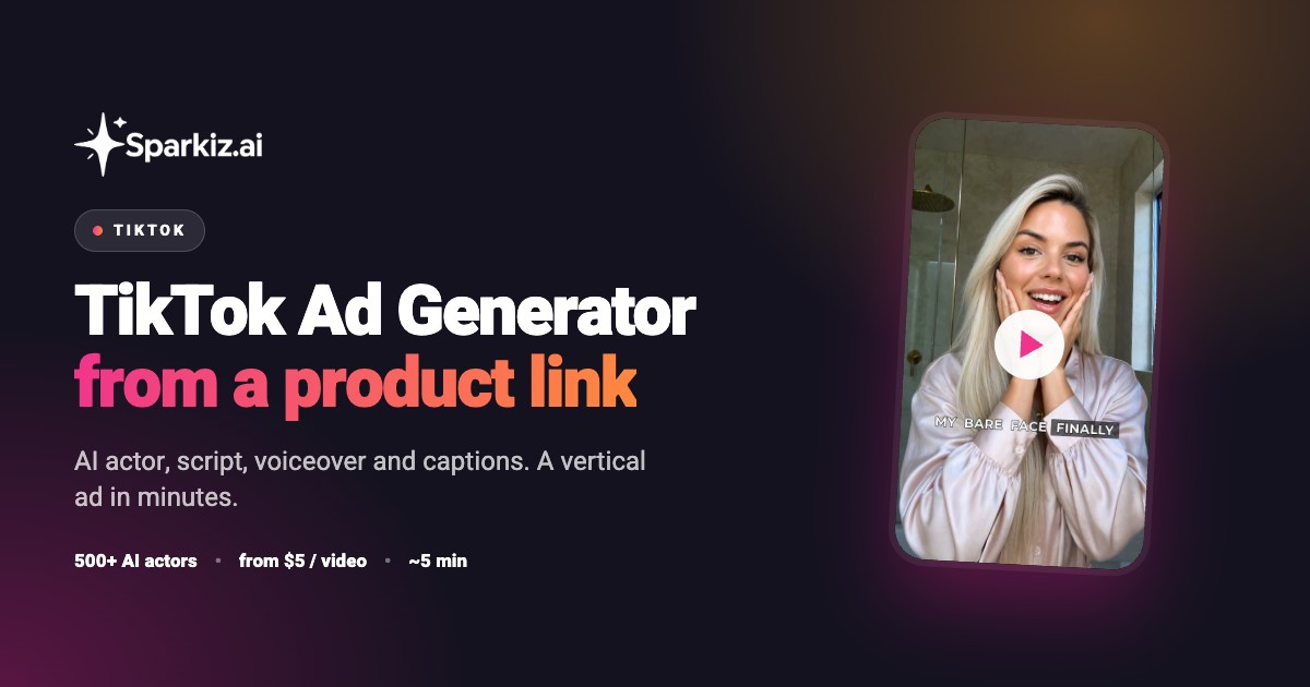 TikTok ad generator that turns a product link into a native vertical video ad
